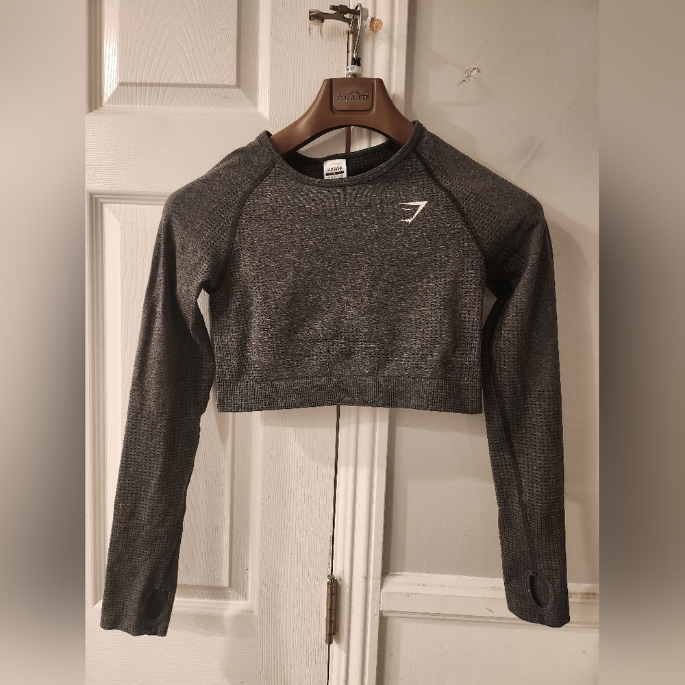 Gymshark Dark Gray Long Sleeve Crop Top